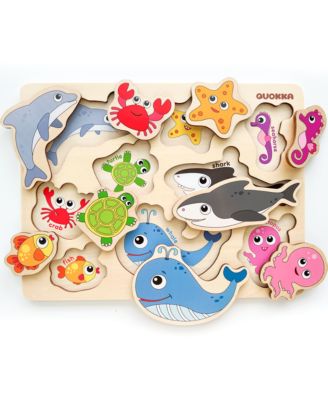 3xSET Wooden Animal Peg Puzzles for Toddlers Ages 1-3-5