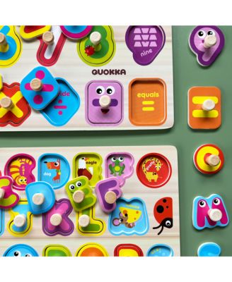 6X Wooden Puzzles for Toddlers 1-3 with Rack - Alphabet, Numbers, Animals