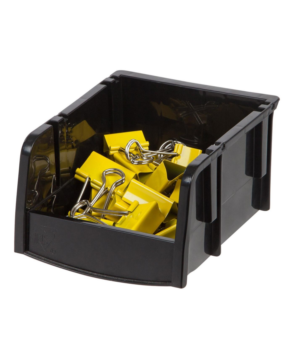 Iris Usa 24 Pack Small Plastic Open Front Stackable Storage Bin,- Black
