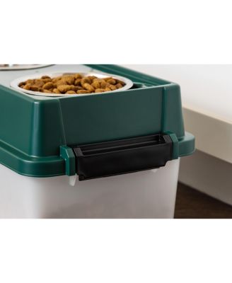 Remington 13lbs/12qt Medium Elevated Dog Food Bowl with Airtight Pet Food Storage Container, Green