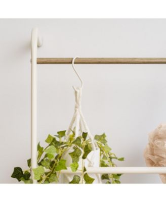 USA Free-Standing Clothing Rack, Clothes Organizer, Ladder Style, Metal Garment Rack, White