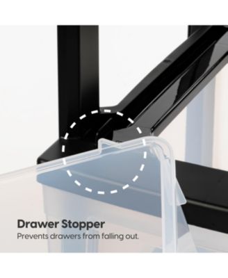 3-Drawer Plastic Storage Dresser, 2-Pack, Standing Organizer Storage Container Bin with Drawers for Clothes Crafts Classroom Bedroom Dorm, Black/Clear