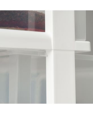 USA Plastic 4 Drawer Wide Storage Cart with 4 Caster Wheels, White