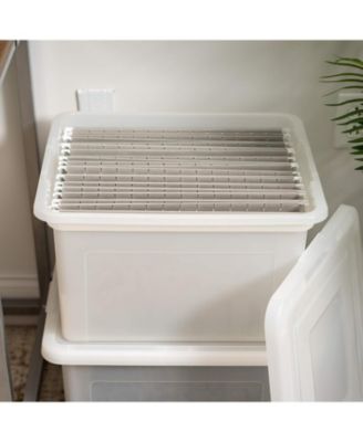 Letter & Legal Size Plastic Storage Bin Tote Organizing File Box with Durable and Secure Latching Lid, Stackable and Nestable, 4 Pack, Pearl