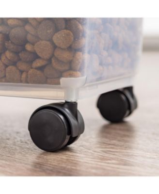 USA 40 Lbs / 45 Qt WeatherPro Airtight Pet Food Storage Container with Attachable Casters, For Dog Cat Bird and Other Pet Food Storage Bin, Keep Fresh, Translucent Body, Easy Mobility, Navy