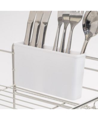 2-tier Medium-sized Dish Rack with Drain Spout, White