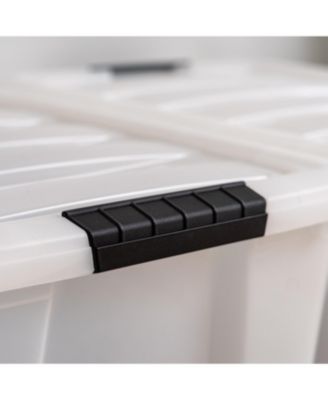IRIS 4 Pack 40qt Plastic Storage Bin with Lid and Secure Latching Buckles, Pearl