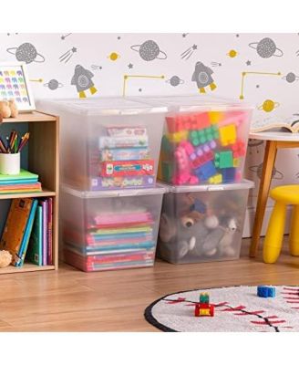 36 Quart Plastic Storage Bin Tote Organizing Container with Latching Lid, Stackable and Nestable, Clear, 4 Pack