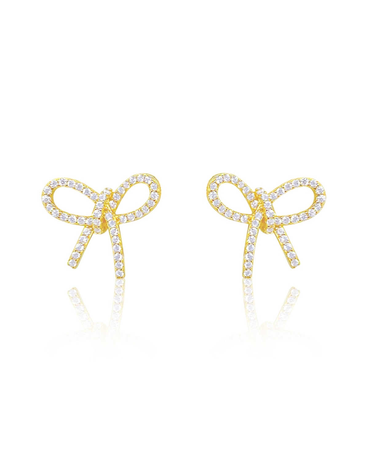 Yellow Gold Tone Bow Studs - Yellow
