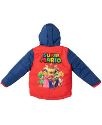 Boys SUPER MARIO Zip Up Winter Coat Puffer Jacket