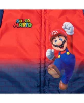 Boys SUPER MARIO Zip Up Winter Coat Puffer Jacket