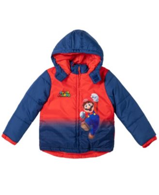 Boys SUPER MARIO Zip Up Winter Coat Puffer Jacket