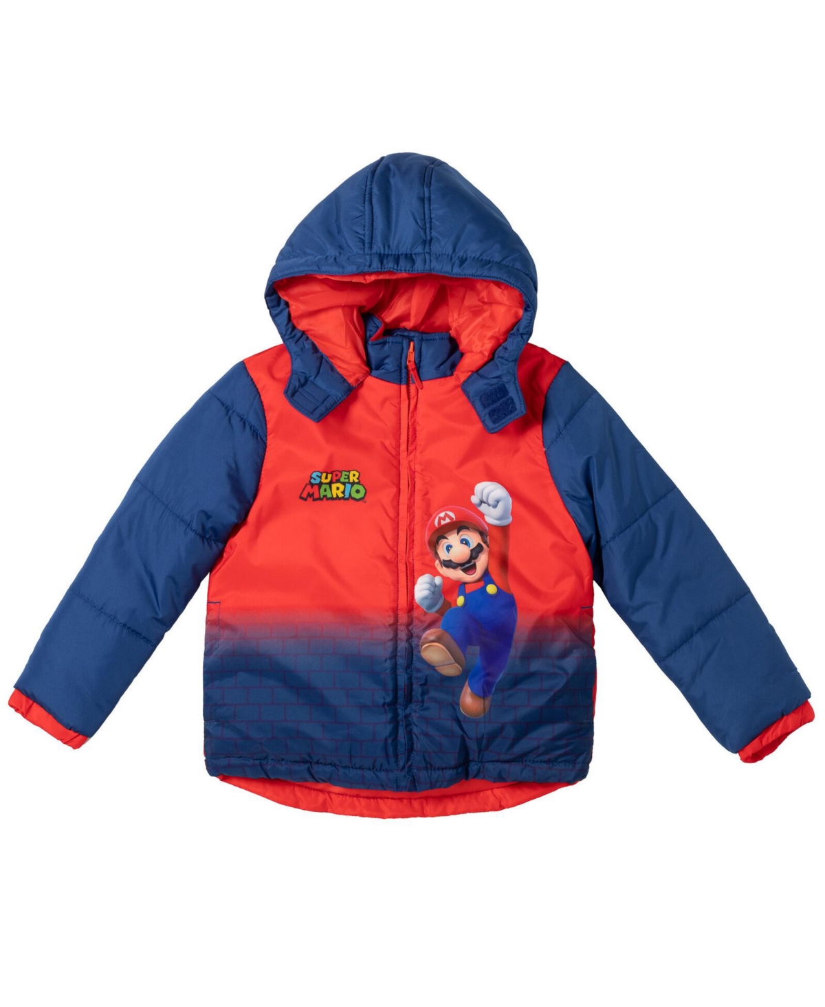 Super Mario Nintendo Yoshi Toad Princess Peach Zip Up Puffer Jacket Toddler to Big Kid