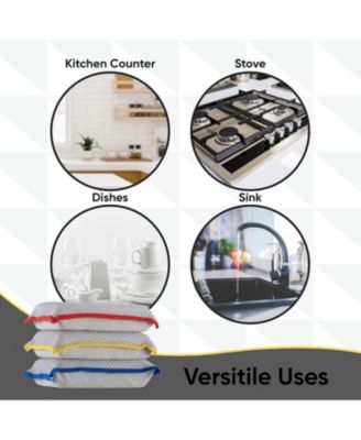 Microfiber Kitchen Dishwashing Sponges, 3-Pack Scrubbing Sponges