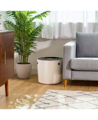 Top Entry Cat Litter Box with Scoop | Stylish Round Enclosed Design, White/Black