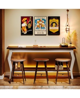 70.9 Inches Extra Long Sofa Table Behind Couch, Vintage Console Entry Table with 2-Tier Storage