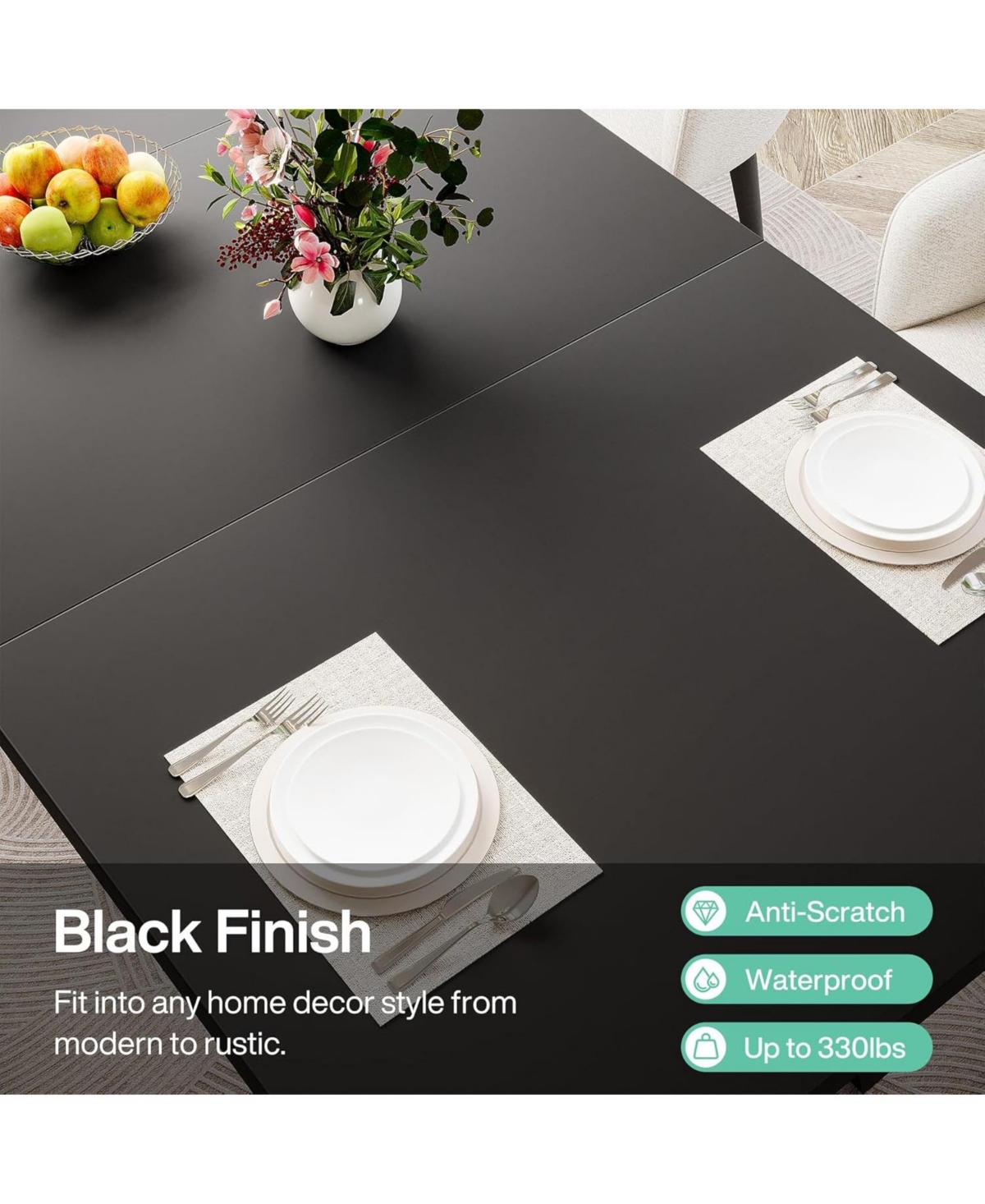 Tribesigns 63-Inch Dining Table for 4-6, ModernKitchen Table, Rectangular Dining Room Table Dinner Table for Kitchen, Living Room (Table Only)