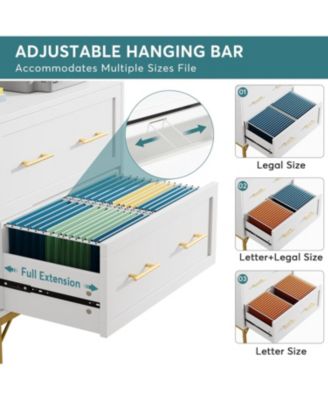 Large, White Engineered Wood, 2-Drawer File Cabinet – Modern Lateral Storage for Letter/Legal/A4, Home or Office Printer Stand.