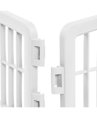 34'' Pet Playpen 2 Panel Add-On with Connecting Rods, Dog Playpen, Puppy Small Medium Dogs, Heavy-Duty Molded Plastic, Rust-Free, White