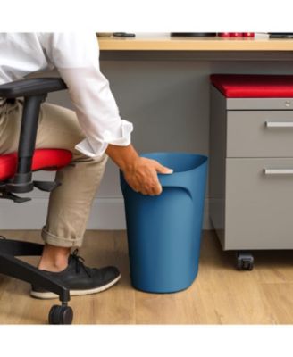 6 Gallon / 24 Quart Plastic Wastebasket Garbage Trash Cans, 3-Pack, with Handles for Home Office Kitchen Bedroom Bathroom, Navy