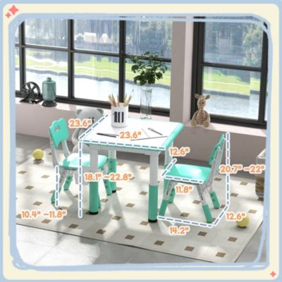 3 Piece Height Adjustable Kids Table and Chairs for Daycare,