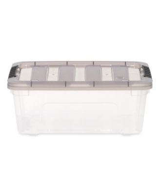 USA 13 Quart Stack & Pull Clear storage Box, Gray, 8 Pack