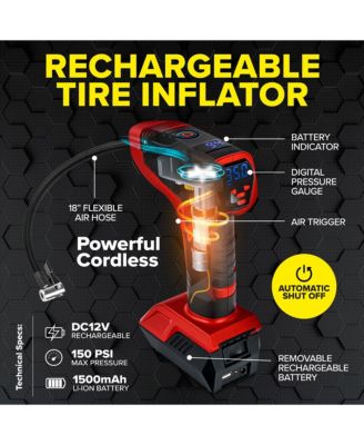 Pro 150 PSI Cordless Rechargeable Tire Inflator with Digital Gauge and Battery Indicator