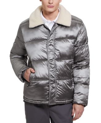 Men's Puffer Jacket with Sherpa Collar