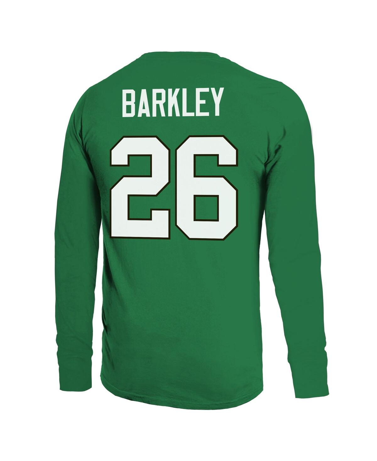 Majestic Men's Saquon Barkley Kelly Green Philadelphia Eagles Name Number Long Sleeve T-shirt In Kelly Green