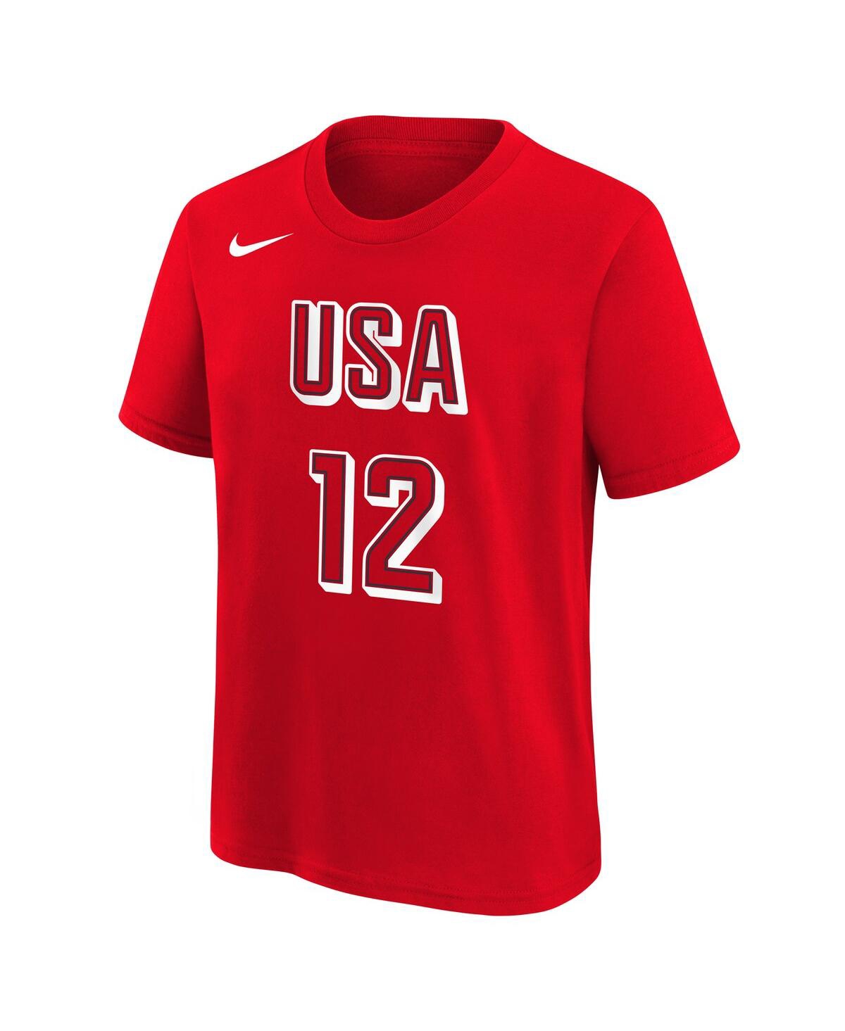 Nike Big Boys and Girls Diana TaurasiUsa Basketball 2024 Summer Olympics Name Number T-Shirt - Red