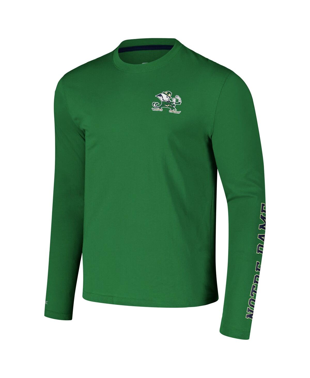 Colosseum Men's Green Notre Dame Fighting Irish Logo Lockup 3-hit Active Blend Long Sleeve T-shirt In Green
