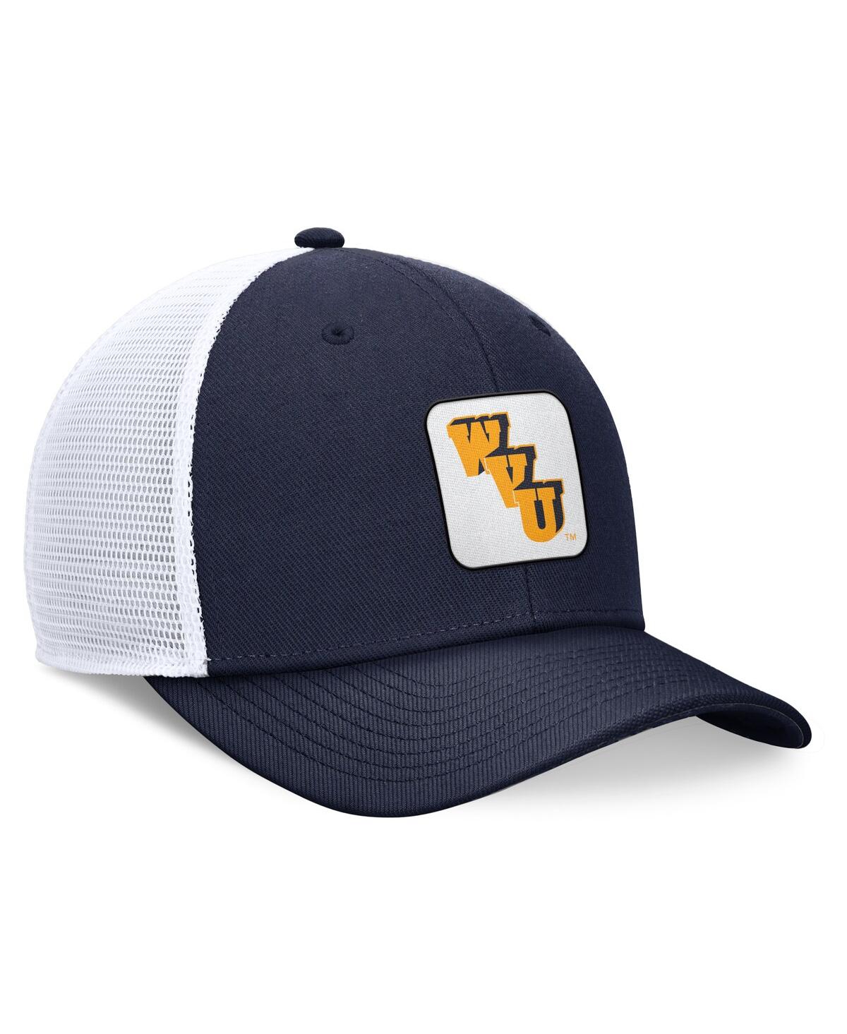 Nike Men'sWhite West Virginia Mountaineers Legacy Rise Mascot Trucker Adjustable - Navy, White