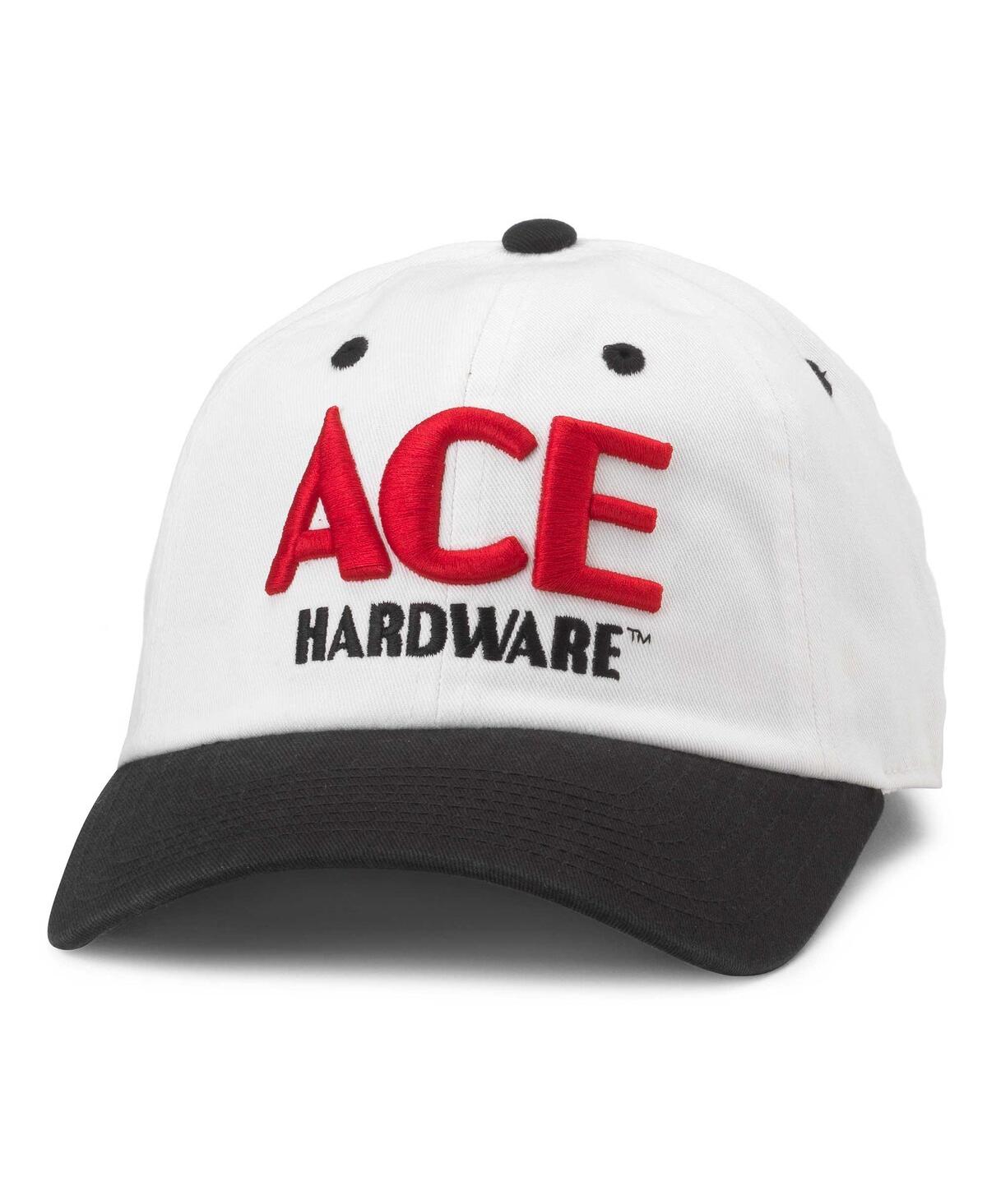 AMERICAN NEEDLE MEN'S WHITE/BLACK ACE HARDWARE BALLPARK ADJUSTABLE HAT 