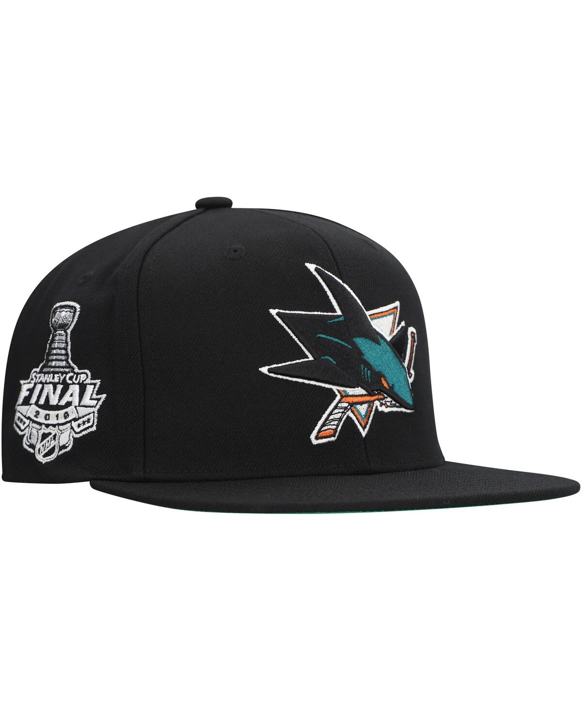 Mitchell & Ness Men's Black San Jose Sharks Core Top Spot Snapback Hat In Black