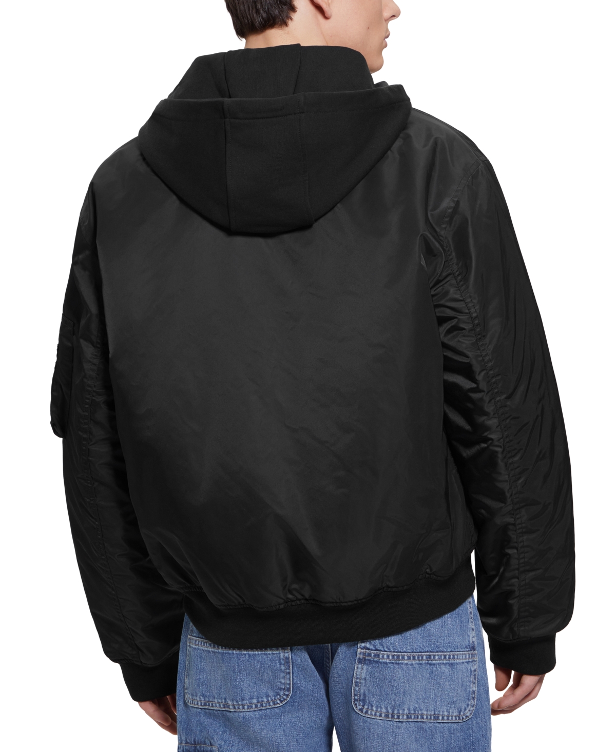 Guess men's bomber jacket with removable hooded inset discount
