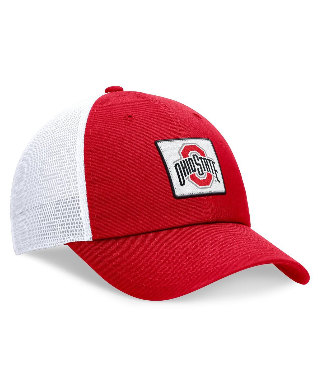 Nike Men'sWhite Ohio State Buckeyes Primetime Club Trucker Adjustable Hat - Scarlet, White
