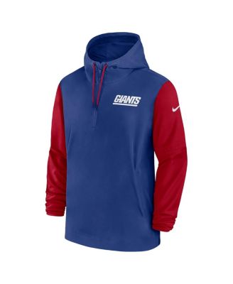 Men's Royal/Red New York Giants 2024/25 Sideline Pre-Game Player 1/2-Zip Hoodie Jacket