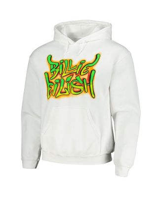 Men's and Women's White Billie Eilish Graffiti Pullover Hoodie