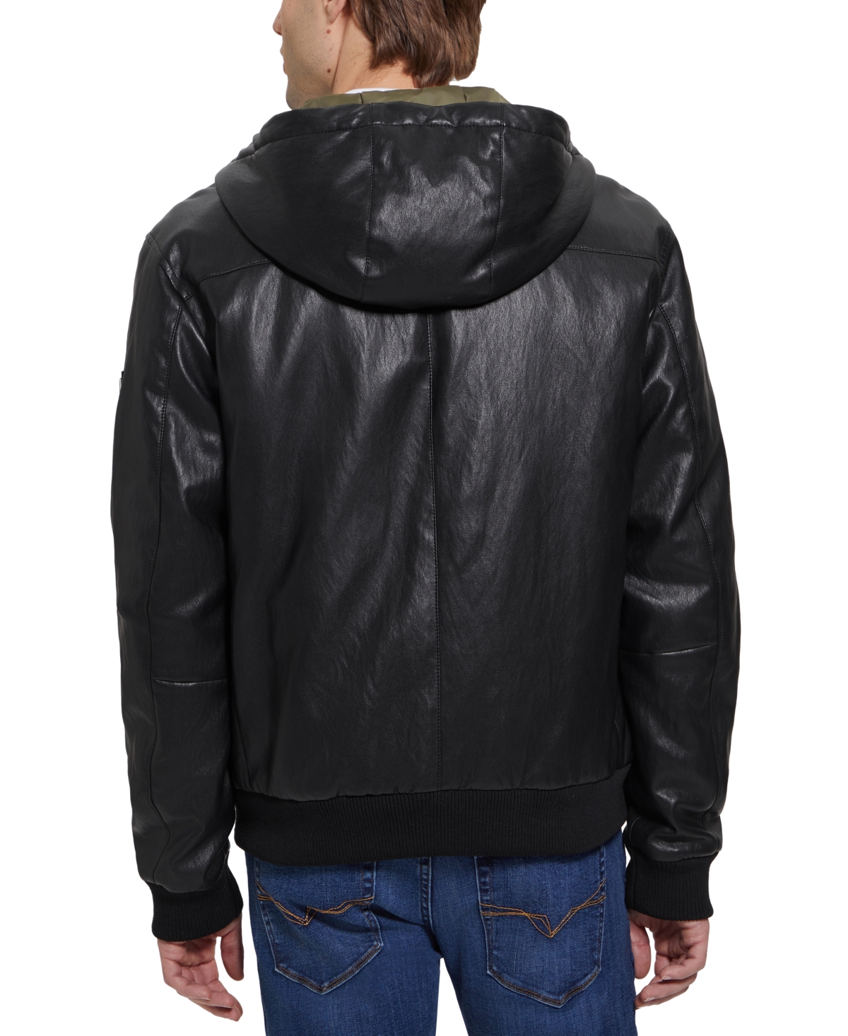 Guess Men's Gary Faux Leather Hooded Jacket In Jet Black