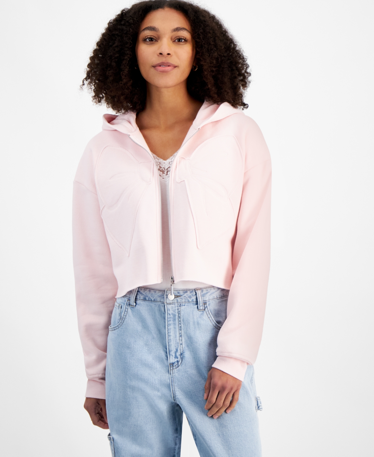 Women's Embroidered Novelty Hoodie Sweatshirt - Blue Opal