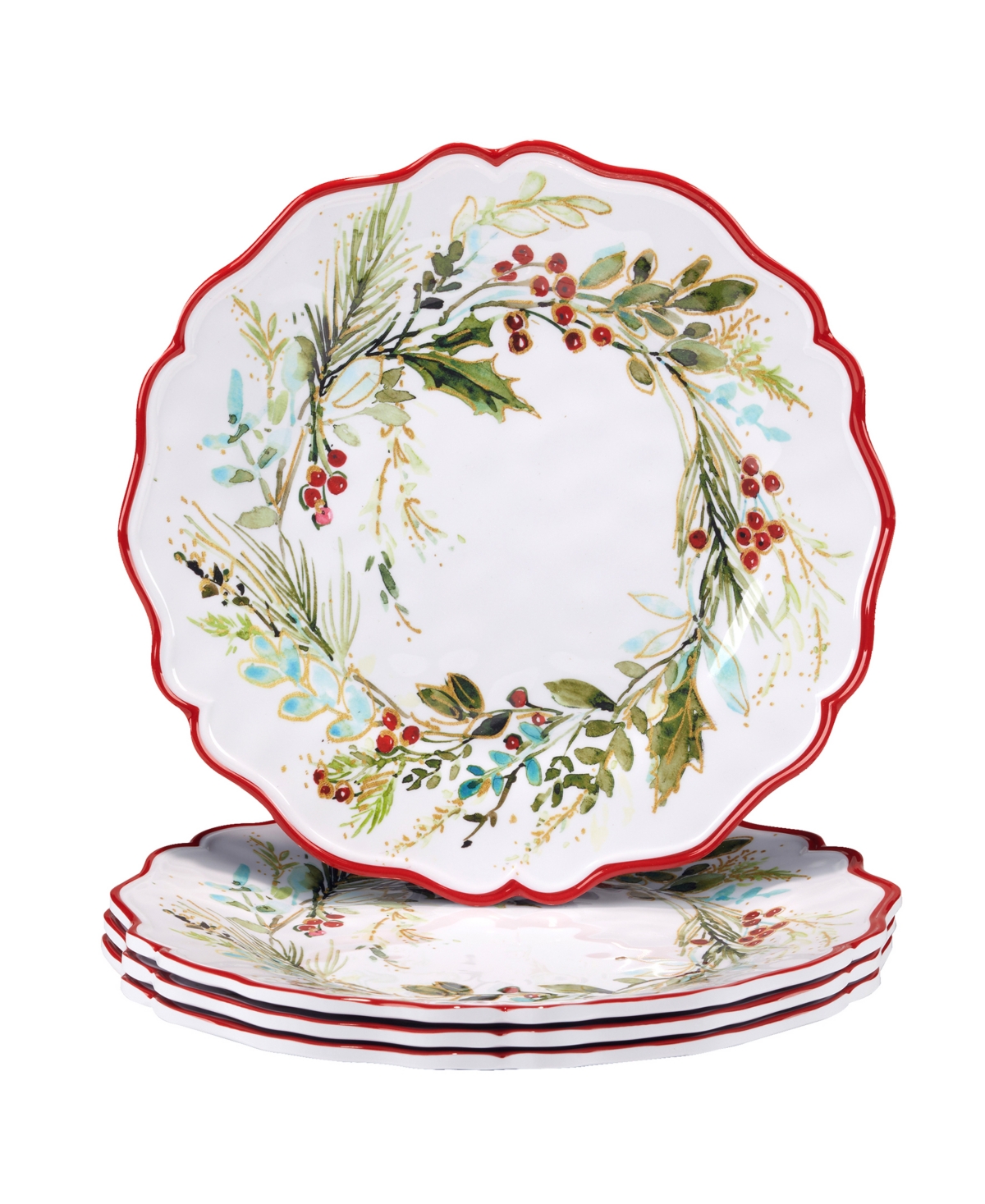 Certified International Christmas Gatherings Dinner Plates, Set Of 4 In Micscellaneous