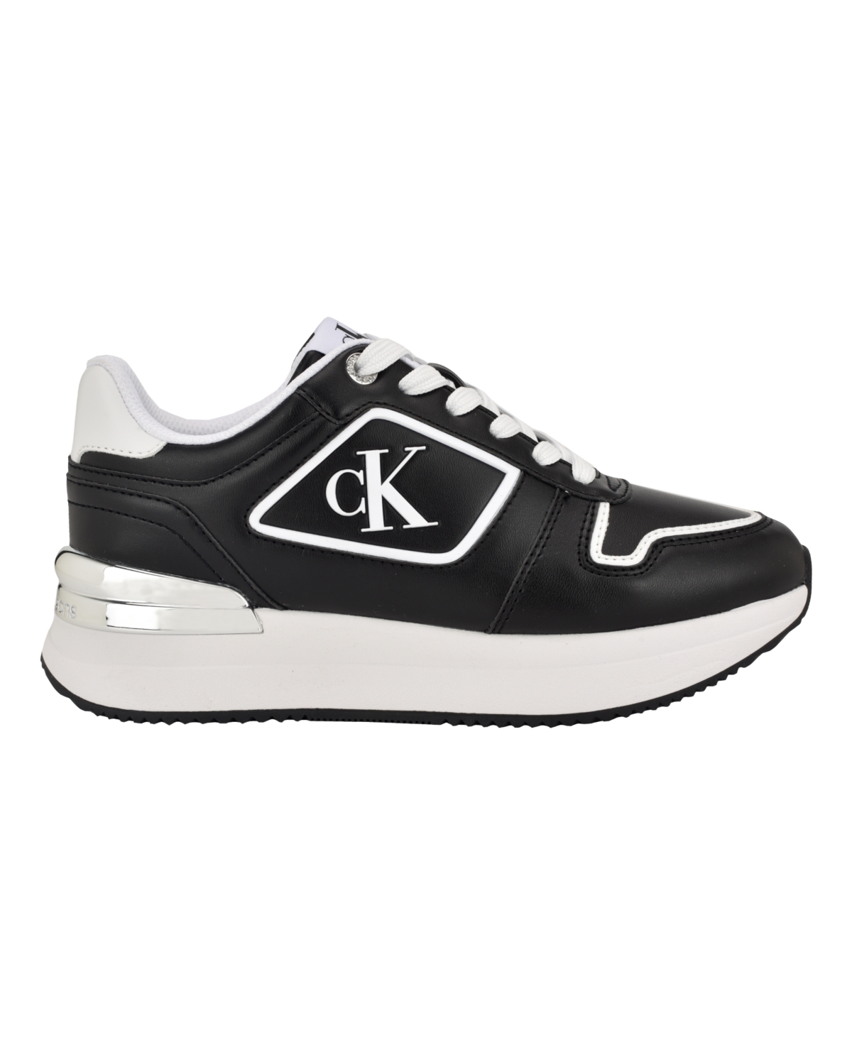 Calvin Klein Women's Vidya Almond Toe Casual Lace-up Sneakers -White