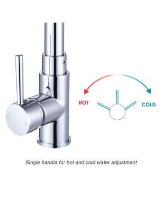 Stainless Steel Kitchen Sink Faucet Pull Out Dual Function Mixer Taps 1 Handle Long Neck