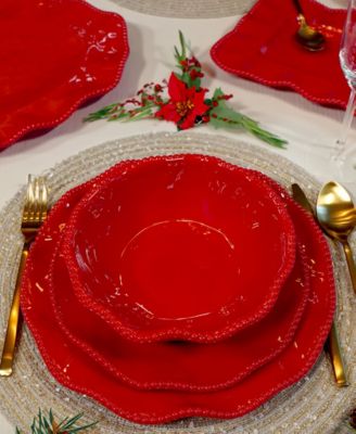 Perlette Red Melamine 12 Pc. Dinnerware Set, Service for 4