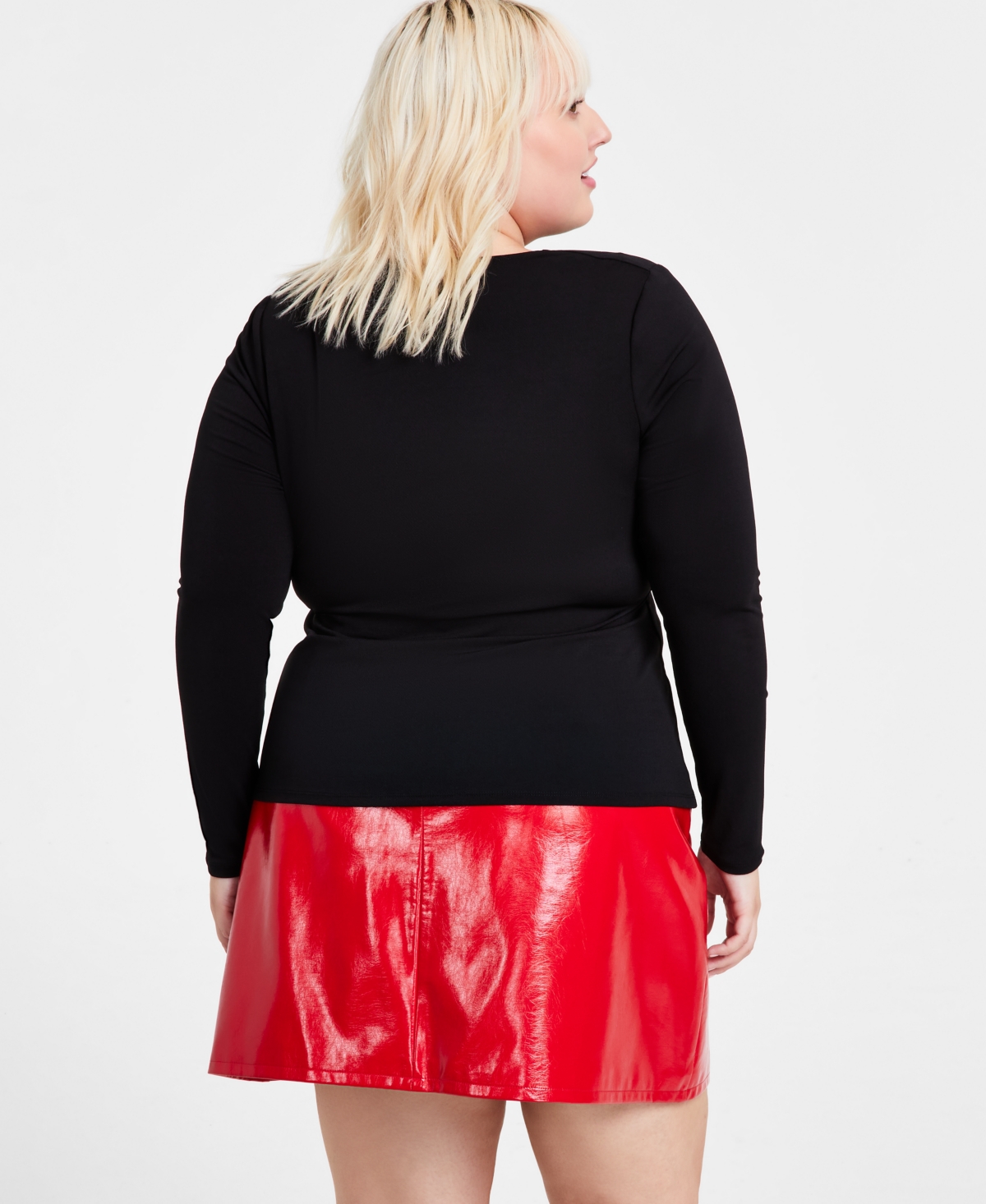 Bar Iii Trendy Plus Size Cowlneck Long-Sleeve Knit Top, Created for Macy's