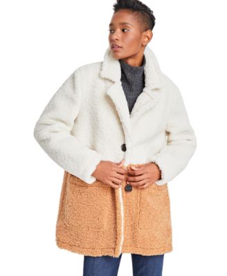 Women s Faux Shearling Colorblocked Teddy Coat