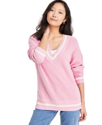 On 34th - Women's V-Neck Tipped Sweater