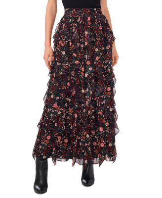 1.STATE Women s Ruffled Floral Print Maxi Skirt Macy s