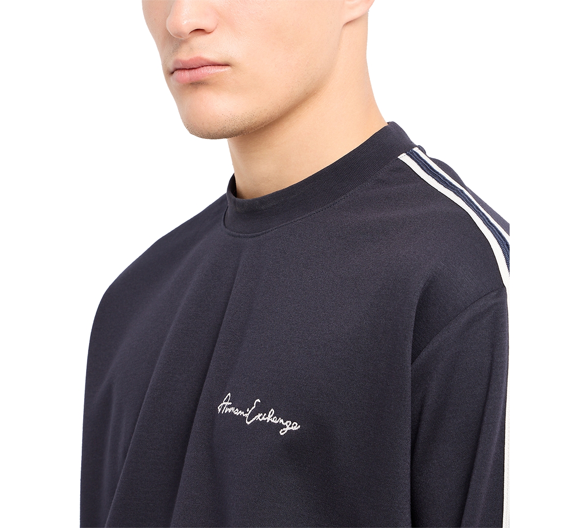 A|X Armani Exchange Men's Striped Sleeve & Logo Sweatshirt