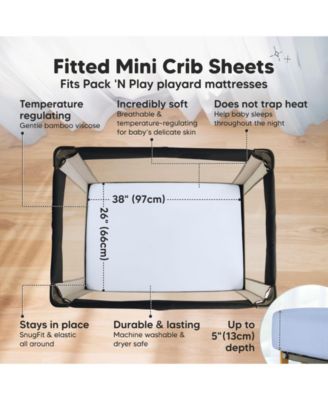 2-Pack Mini Crib Sheets, Pack and Play Sheets Fitted, Pack N Play Sheets, Organic Fitted Crib Sheet Cover